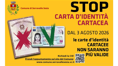 Attenzione avviso importante per i cittadini in possesso di carta d'identità cartacea